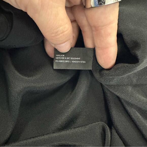 Club Monaco Black Silk Ruffle Shirt Dress - Size 0 - Picture 12 of 14